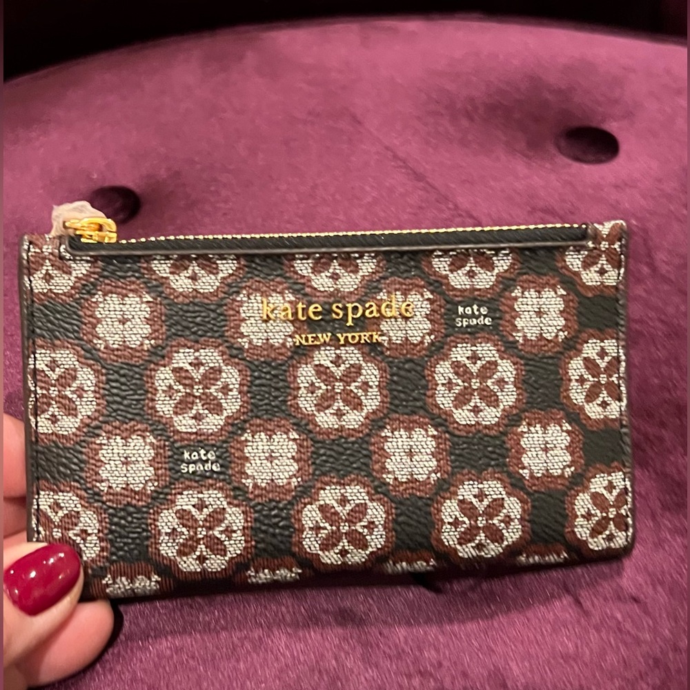 Kate Spade Black/Brown spade flower monogram